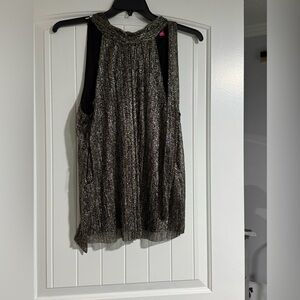 Shimmering Black and Gold Blouse Large Vince Camuto